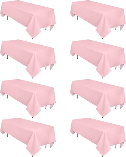 8 Pack Pink Tablecloth Rectangle 60 x 126 Inch for 8 Foot Tables