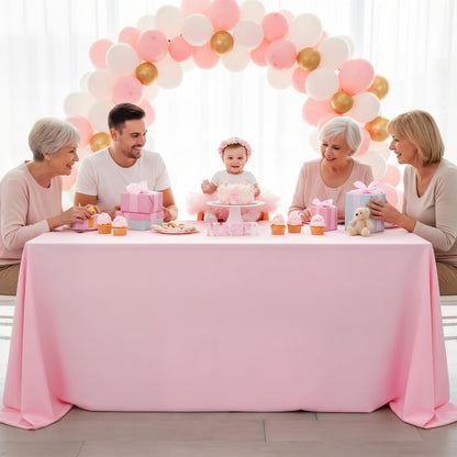 8 Pack Pink Tablecloth Rectangle 60 x 126 Inch for 8 Foot Tables