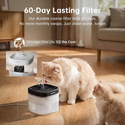 PAWGETHER® Cat Water Fountain with Wireless Pump 51oz/1.5L Dog Water Fountain, Ultra Quiet Automatic Pet Water Fountain Portable Indoor Ourdoor Travel Small Dog Water Dispenser with Adapter Black