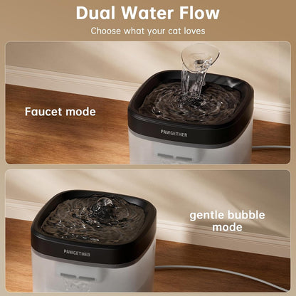 PAWGETHER® Cat Water Fountain with Wireless Pump 51oz/1.5L Dog Water Fountain, Ultra Quiet Automatic Pet Water Fountain Portable Indoor Ourdoor Travel Small Dog Water Dispenser with Adapter Black