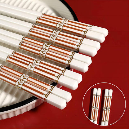 10 Pairs Ceramic Chopsticks With Pink Ribbon Pattern, 9.72 inch High-grade Chinese Bone Porcelain Chopsticks with Delicate Box, Easy to Clean, Dishwasher Safe Microwave Safe Chopsticks