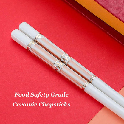 10 Pairs Ceramic Chopsticks With Pink Ribbon Pattern, 9.72 inch High-grade Chinese Bone Porcelain Chopsticks with Delicate Box, Easy to Clean, Dishwasher Safe Microwave Safe Chopsticks