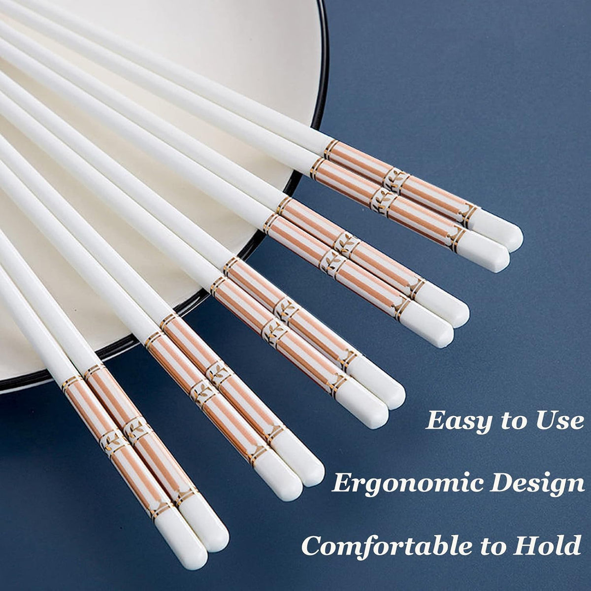 10 Pairs Ceramic Chopsticks With Pink Ribbon Pattern, 9.72 inch High-grade Chinese Bone Porcelain Chopsticks with Delicate Box, Easy to Clean, Dishwasher Safe Microwave Safe Chopsticks