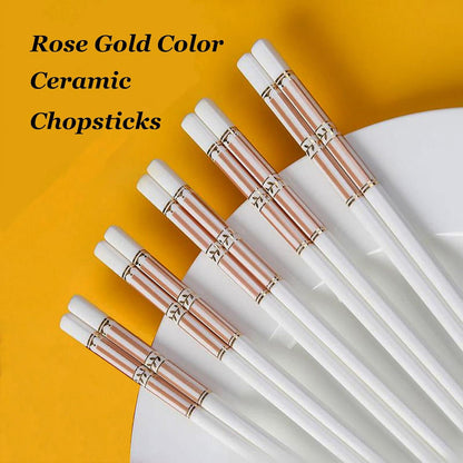 10 Pairs Ceramic Chopsticks With Pink Ribbon Pattern, 9.72 inch High-grade Chinese Bone Porcelain Chopsticks with Delicate Box, Easy to Clean, Dishwasher Safe Microwave Safe Chopsticks