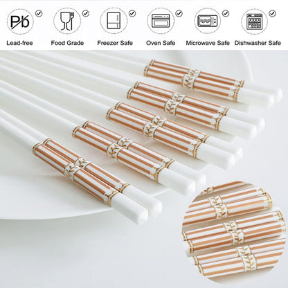 10 Pairs Ceramic Chopsticks With Pink Ribbon Pattern, 9.72 inch High-grade Chinese Bone Porcelain Chopsticks with Delicate Box, Easy to Clean, Dishwasher Safe Microwave Safe Chopsticks