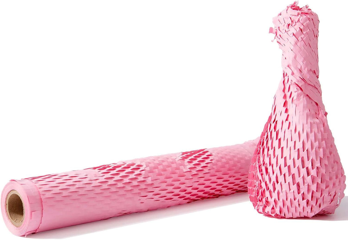 Pink Packaging Paper 12'' x 33' Honeycomb Cushioning Wrap Perforated for Gift Wrap Filler Art Crafts DIY Birthday Wedding Baby Shower