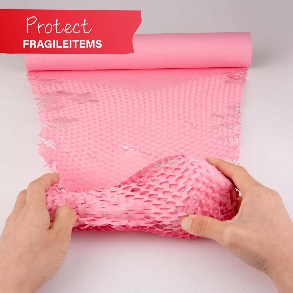 Pink Packaging Paper 12'' x 33' Honeycomb Cushioning Wrap Perforated for Gift Wrap Filler Art Crafts DIY Birthday Wedding Baby Shower