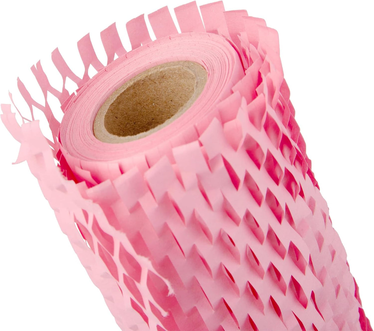 Pink Packaging Paper 12'' x 33' Honeycomb Cushioning Wrap Perforated for Gift Wrap Filler Art Crafts DIY Birthday Wedding Baby Shower