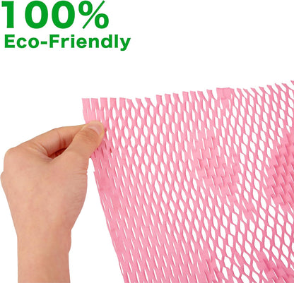 Pink Packaging Paper 12'' x 33' Honeycomb Cushioning Wrap Perforated for Gift Wrap Filler Art Crafts DIY Birthday Wedding Baby Shower