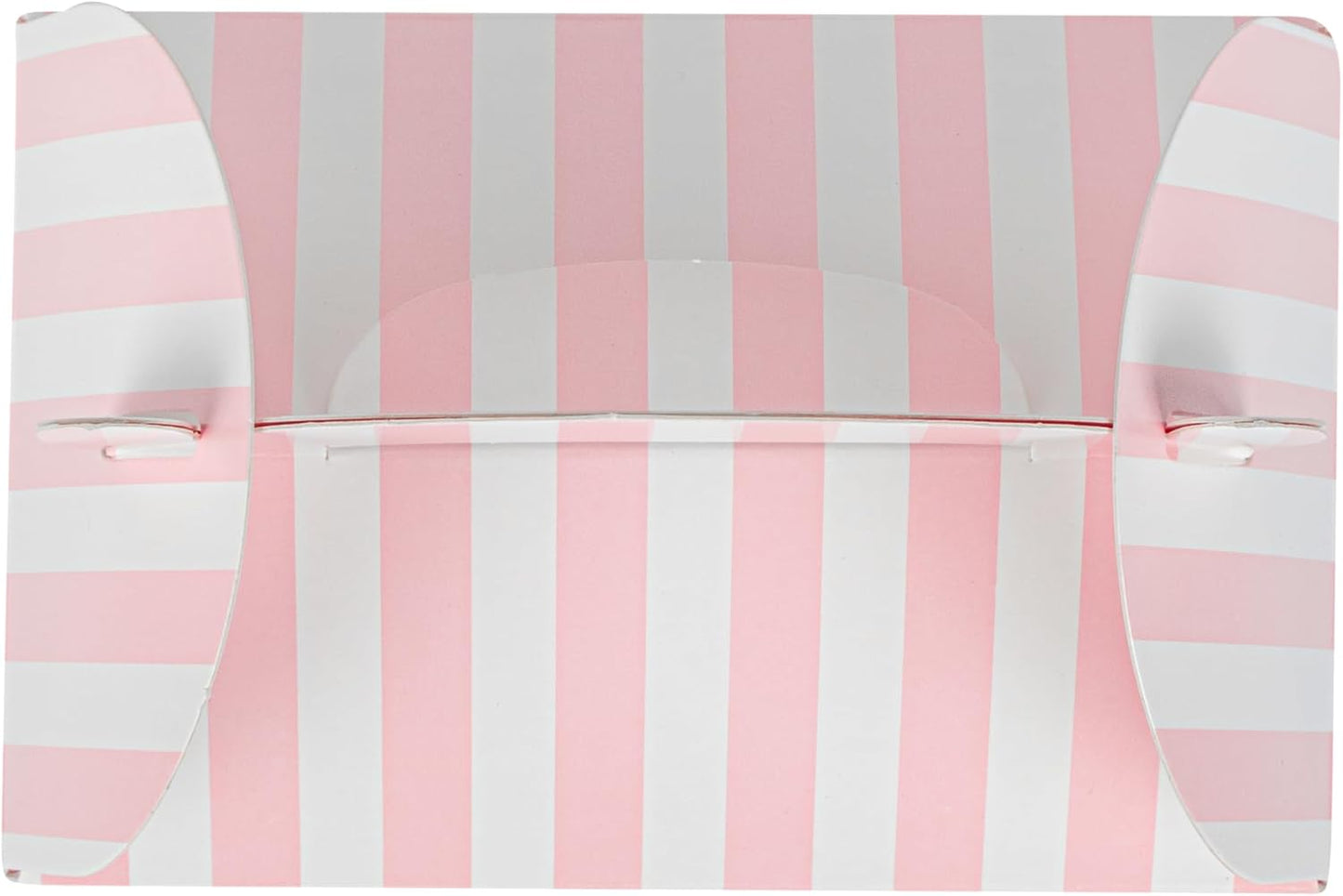 Bio Tek 4 x 2.5 x 2.5 Inch Gable Boxes For Party Favors, 25 Attractive Gift Boxes - Striped Pattern, Pink And White Paper Barn Boxes, Clear PET Window, With Built-In Handle