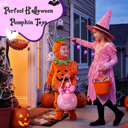11 Pcs My First Plush Halloween Basket, Pumpkin Toys, Pink