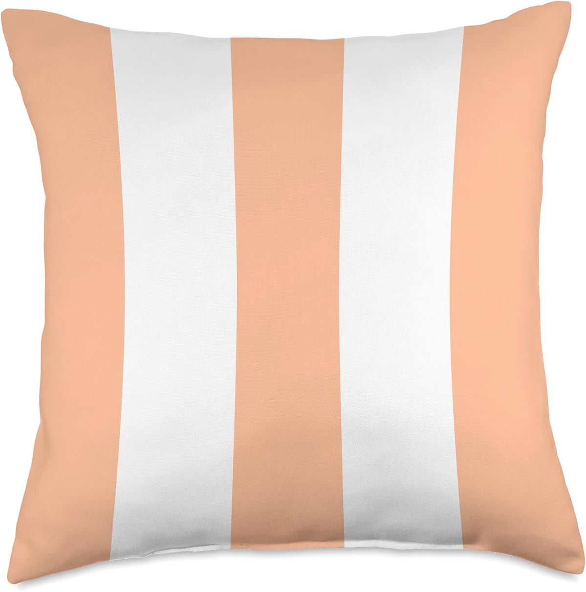 PEACH AND WHITE EXTRA WIDE STRIPES Throw Pillow