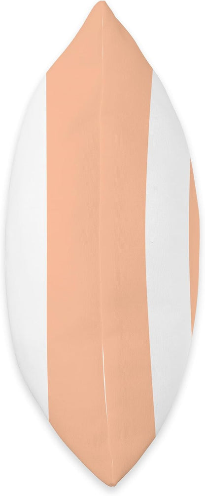PEACH AND WHITE EXTRA WIDE STRIPES Throw Pillow