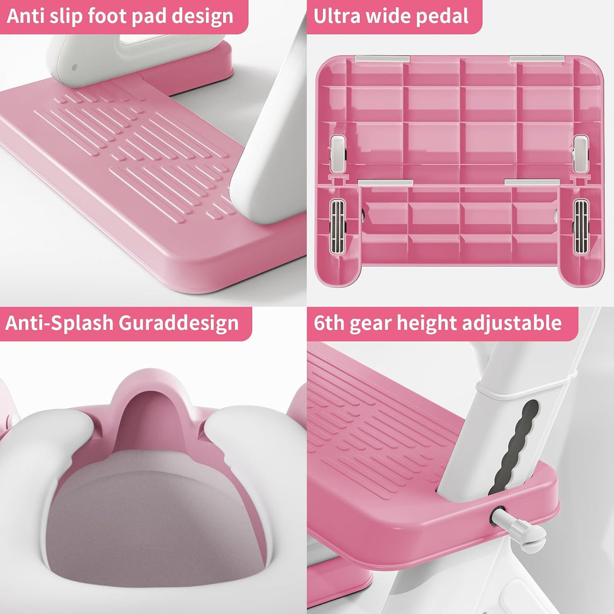 Potty Training Toilet Seat with Step Stool Ladder for Boys and Girls, 2 in 1 Potty Training Toilet, Splash Guard Anti-Slip Pad Step Stool （Pink) Pedal Upgrade.