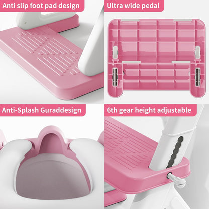 Potty Training Toilet Seat with Step Stool Ladder for Boys and Girls, 2 in 1 Potty Training Toilet, Splash Guard Anti-Slip Pad Step Stool （Pink) Pedal Upgrade.