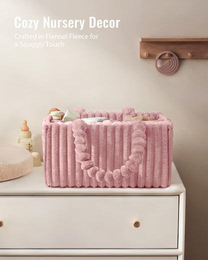 Flannel Diaper Caddy Organizer & Gift Packaging, Powder Pink
