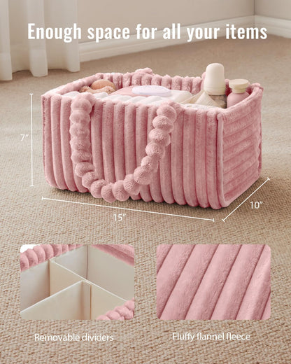 Flannel Diaper Caddy Organizer & Gift Packaging, Powder Pink