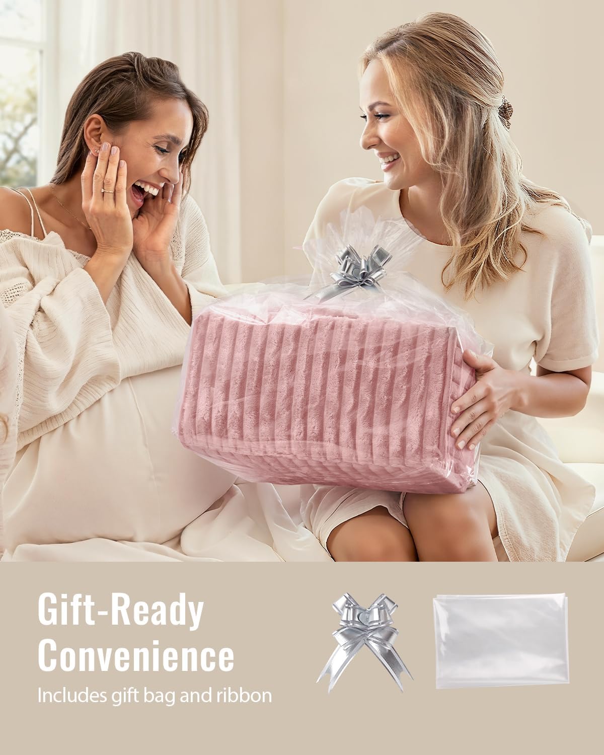 Flannel Diaper Caddy Organizer & Gift Packaging, Powder Pink