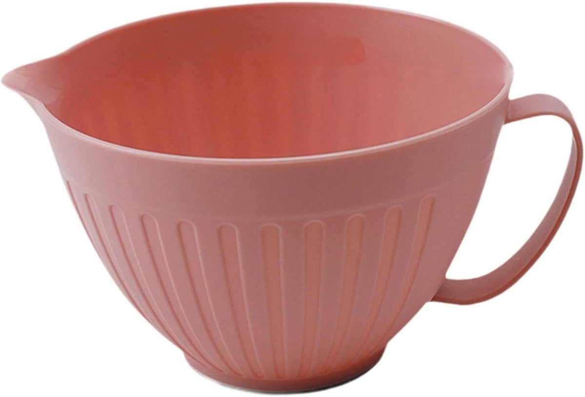 Mixing Bowl Batter Bowl Long Handle with Spout Oatmeal Bowl Serving Bowl Salad Bowl for Cooking Baking Soup Prepping Dessert, Pink
