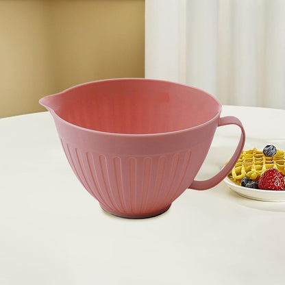 Mixing Bowl Batter Bowl Long Handle with Spout Oatmeal Bowl Serving Bowl Salad Bowl for Cooking Baking Soup Prepping Dessert, Pink