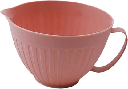 Mixing Bowl Batter Bowl Long Handle with Spout Oatmeal Bowl Serving Bowl Salad Bowl for Cooking Baking Soup Prepping Dessert, Pink