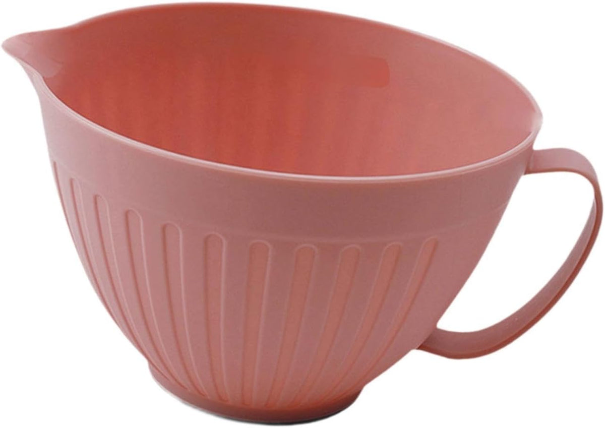 Mixing Bowl Batter Bowl Long Handle with Spout Oatmeal Bowl Serving Bowl Salad Bowl for Cooking Baking Soup Prepping Dessert, Pink