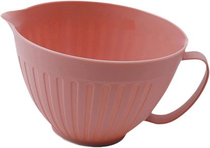 Mixing Bowl Batter Bowl Long Handle with Spout Oatmeal Bowl Serving Bowl Salad Bowl for Cooking Baking Soup Prepping Dessert, Pink