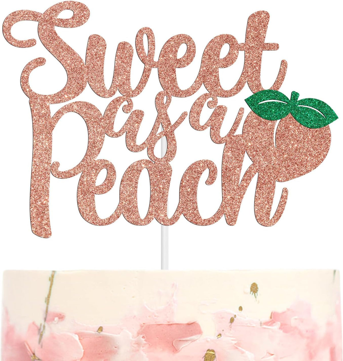 Sweet As A Peach Cake Topper, Fruit Baby Shower Cake Decoration, Peach Themed Baby Girl Birthday Party Decorations, Welcome Sweet Girl Decorations Rose Gold Glitter