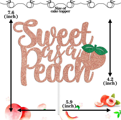 Sweet As A Peach Cake Topper, Fruit Baby Shower Cake Decoration, Peach Themed Baby Girl Birthday Party Decorations, Welcome Sweet Girl Decorations Rose Gold Glitter