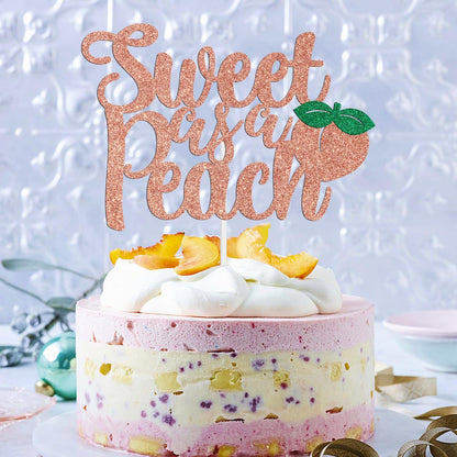 Sweet As A Peach Cake Topper, Fruit Baby Shower Cake Decoration, Peach Themed Baby Girl Birthday Party Decorations, Welcome Sweet Girl Decorations Rose Gold Glitter