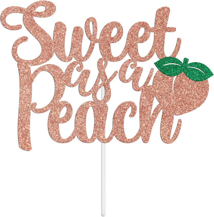 Sweet As A Peach Cake Topper, Fruit Baby Shower Cake Decoration, Peach Themed Baby Girl Birthday Party Decorations, Welcome Sweet Girl Decorations Rose Gold Glitter