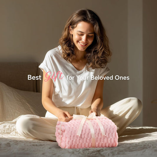 Pink Throw Blanket for Couch, Soft Cozy Gifts for Women, 50 * 60