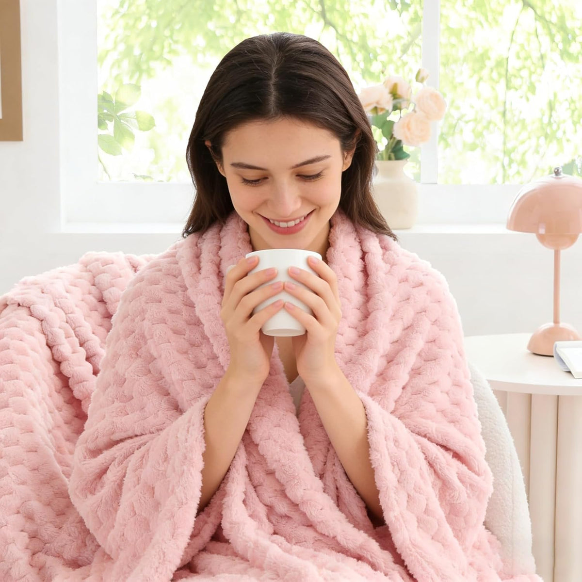 Pink Throw Blanket for Couch, Soft Cozy Gifts for Women, 50 * 60
