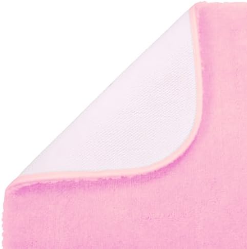 3 Piece Bathroom Floor Bath Mats Rugs Set with Lid Cover Non-Skid Absorbent Solid #6 (Light Pink)