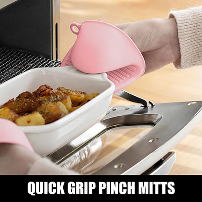 Silicone Oven Mitts and Pot Holders Sets, Gloves for Kitchen, Pink
