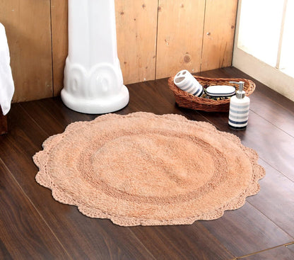 Crochet Collection - Designer, Plush 100% Cotton Round, Oval Bath Area Rug (36 inches, Peach Cobbler)