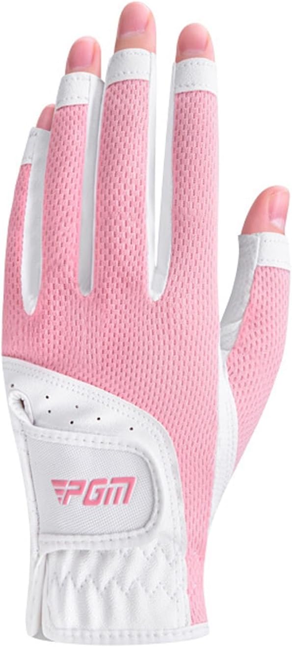 1 Pair Golf Gloves Women Fingerless Breathable Mesh UV Protection Anti-Slip Left & Right Hand Golfing Gloves Lightweight Driving Sports Gloves