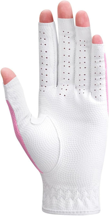 1 Pair Golf Gloves Women Fingerless Breathable Mesh UV Protection Anti-Slip Left & Right Hand Golfing Gloves Lightweight Driving Sports Gloves