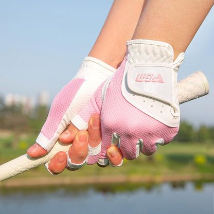 1 Pair Golf Gloves Women Fingerless Breathable Mesh UV Protection Anti-Slip Left & Right Hand Golfing Gloves Lightweight Driving Sports Gloves