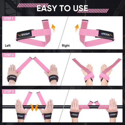 Weight Lifting Straps for Weightlifting, Lifting Wrist Straps Gym, Deadlift Strap, Anti Slip Silicone Weightlifting Strap Men Women Powerlifting, Strength Training