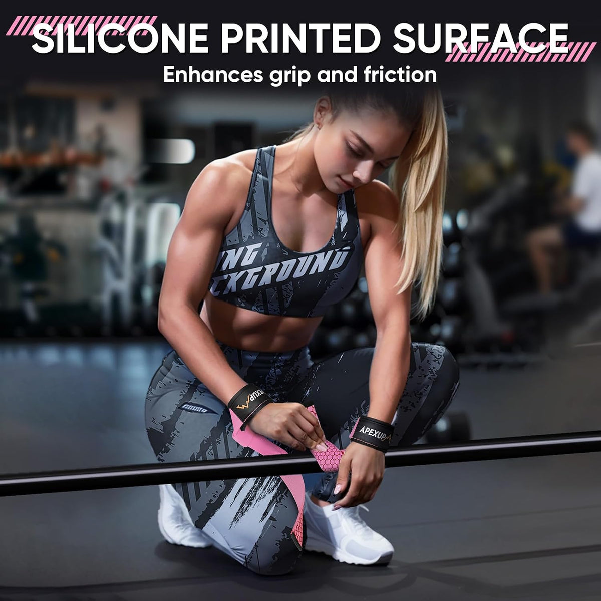 Weight Lifting Straps for Weightlifting, Lifting Wrist Straps Gym, Deadlift Strap, Anti Slip Silicone Weightlifting Strap Men Women Powerlifting, Strength Training