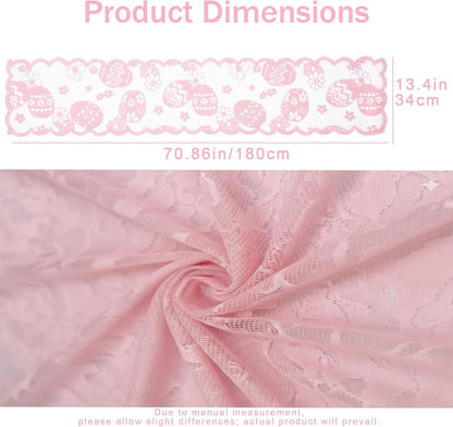 Easter Table Runner, Pink Easter Lace Runner for Spring Dining