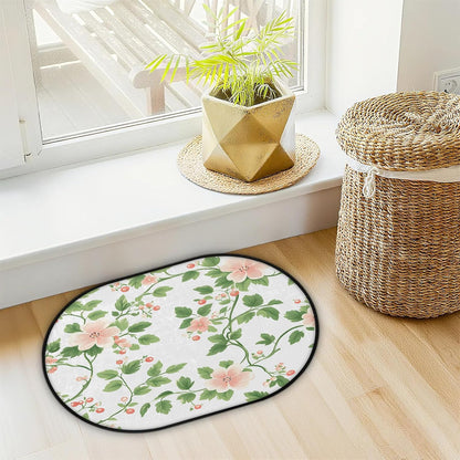 Peach Blossom Vines Oval 16x24 Inches Absorbent Bath Mat, Non Slip Soft Plush Bath Rug with TPR Backing for Home Kitchen Bathroom
