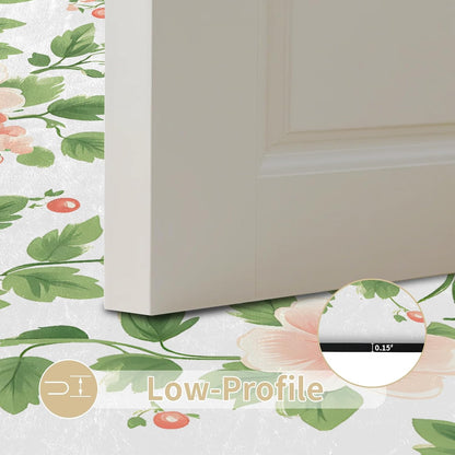 Peach Blossom Vines Oval 16x24 Inches Absorbent Bath Mat, Non Slip Soft Plush Bath Rug with TPR Backing for Home Kitchen Bathroom