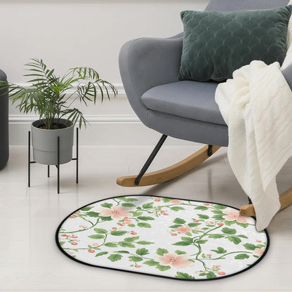 Peach Blossom Vines Oval 16x24 Inches Absorbent Bath Mat, Non Slip Soft Plush Bath Rug with TPR Backing for Home Kitchen Bathroom