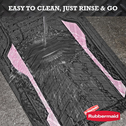 Car Floor Mat, Heavy Duty All-Weather Car Mats Full Set with Dual-Tone Pink Aluminum Inserts – Universal Fit, Anti-Slip Backing, Trim-to-Fit for Most SUV, Sedan, Van