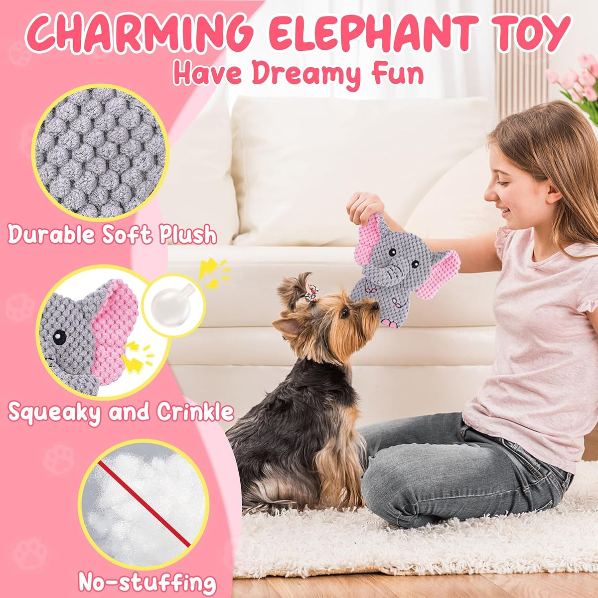 Pink Puppy Toys for Boredom - 23 Pack Puppy Chew Toys for Teething, Interactive Dog Toys for Puppies, Cute Small Dog Toys with Treat Ball, Squeaky Dog Chew Toys and Ropes