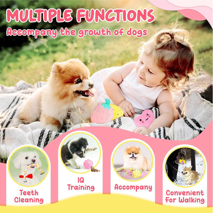 Pink Puppy Toys for Boredom - 23 Pack Puppy Chew Toys for Teething, Interactive Dog Toys for Puppies, Cute Small Dog Toys with Treat Ball, Squeaky Dog Chew Toys and Ropes