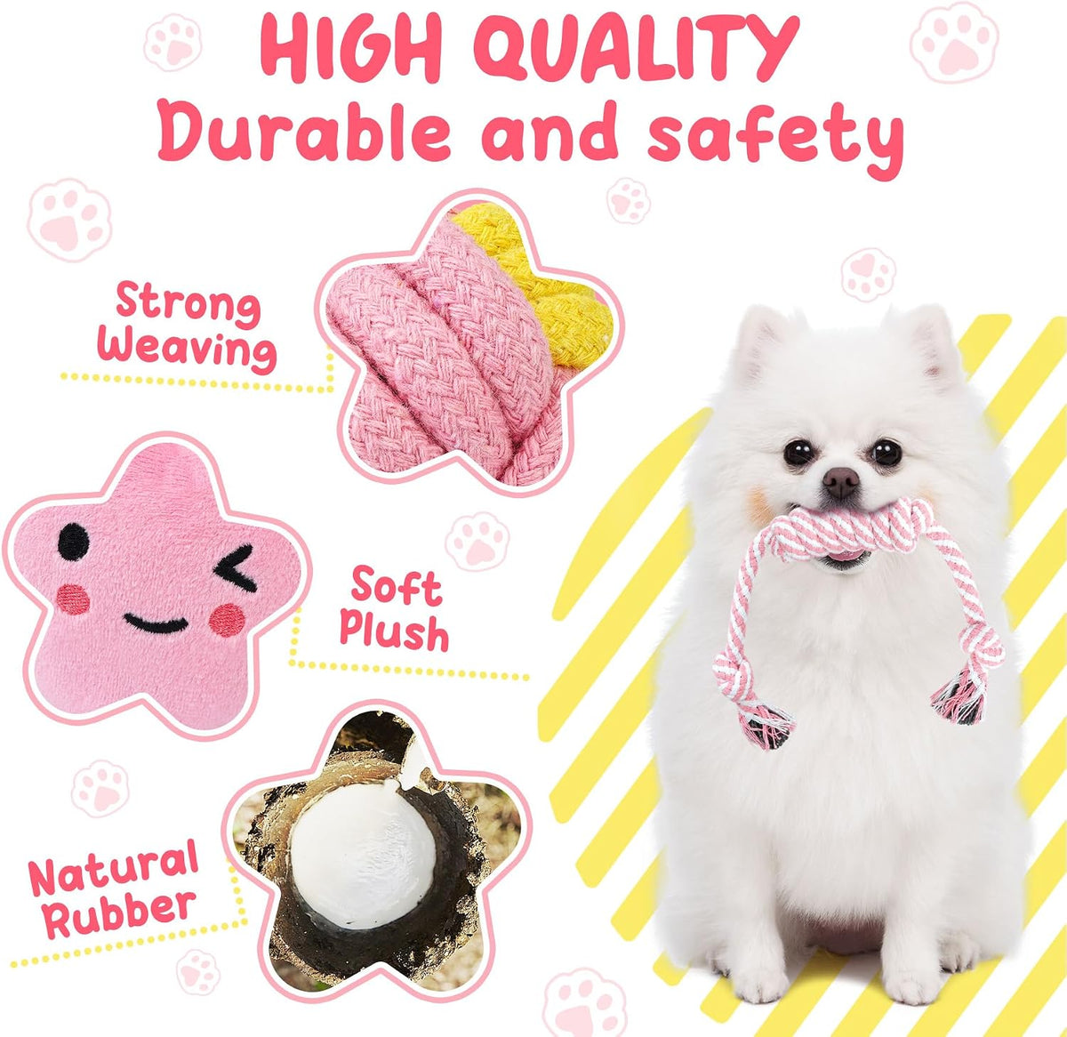 Pink Puppy Toys for Boredom - 23 Pack Puppy Chew Toys for Teething, Interactive Dog Toys for Puppies, Cute Small Dog Toys with Treat Ball, Squeaky Dog Chew Toys and Ropes
