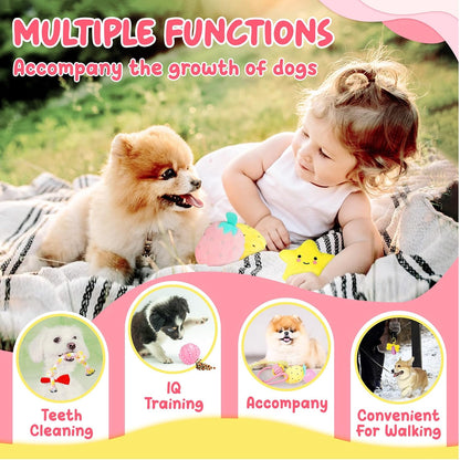 Pink Puppy Toys for Boredom - 23 Pack Puppy Chew Toys for Teething, Interactive Dog Toys for Puppies, Cute Small Dog Toys with Treat Ball, Squeaky Dog Chew Toys and Ropes